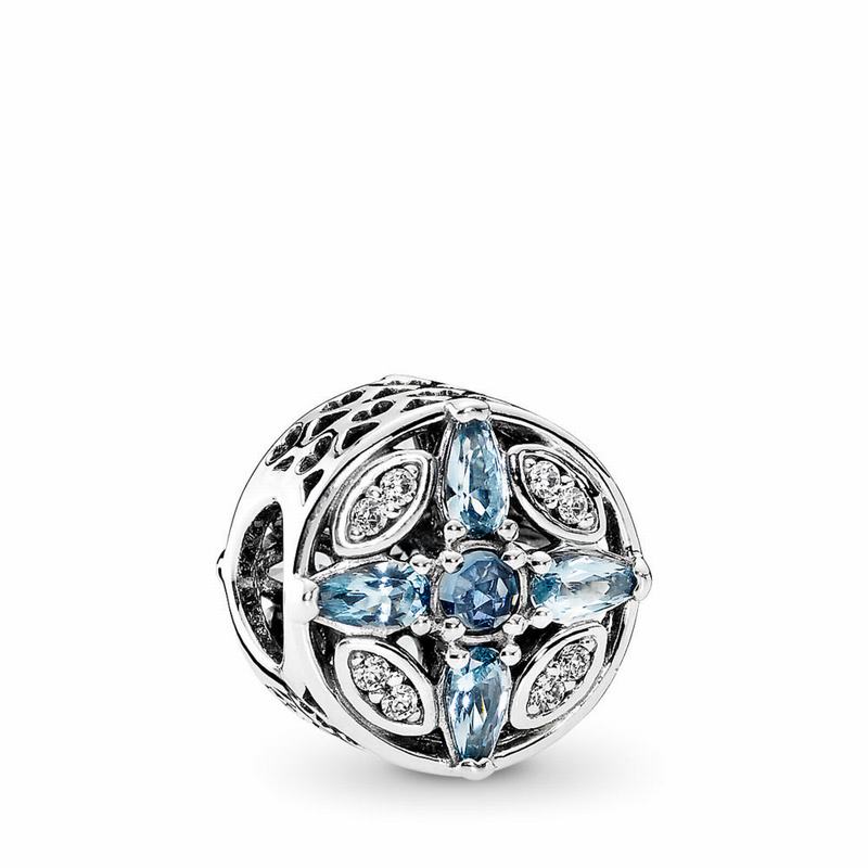 Pandora Patterns Of Frost Charm - Sterling Silver/Blue/Mixed Stones/Cubic Zirconia - Canada | LX4259